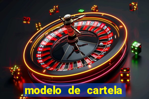 modelo de cartela de bingo em branco